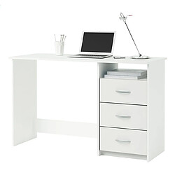 Pegane Bureau en bois coloris blanc mat - 123 x 76,5 x 50,1 cm