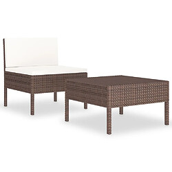 Maison Chic Salon de jardin 2 pcs avec coussins - Table et chaises d'extérieur - Mobilier/Meubles de jardin Moderne Résine tressée Marron -MN89800