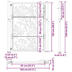 vidaXL Portail de jardin noir 105x130 cm acier conception de vagues pas cher