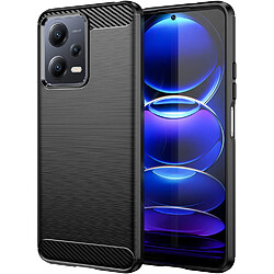 Xeptio Coque protection noire style Carbone pour Xiaomi Redmi Note 12 5G / Poco X5 5G souple Antichoc