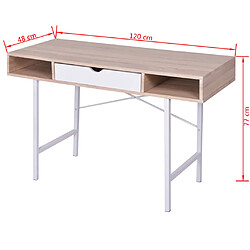 Acheter vidaXL Bureau avec 1 compartiment Chêne et blanc