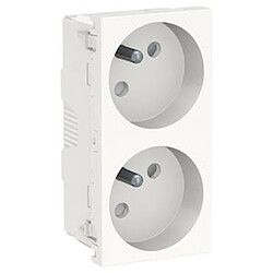 prise de courant - goulotte - 2 x 2p+t - 45d - bornes auto - blanc - schneider electric nu306918t