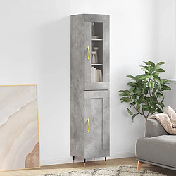 vidaXL Buffet haut Gris béton 34,5x34x180 cm Bois d'ingénierie