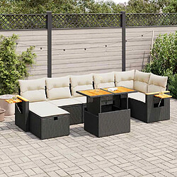 vidaXL Salon de jardin 5 pcs avec coussins noir résine tressée