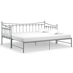 vidaXL Cadre de canapé-lit extensible sans matelas gris métal 90x200cm