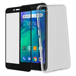 Avizar Coque Xiaomi Redmi Go Souple Transparent et Film Ecran Verre Trempé Contour noir