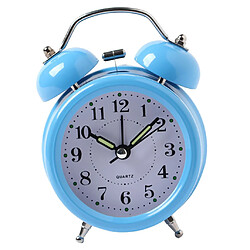 numérique 3d double cloche horloge carillon horloge fort réveil batterie puissance 3inch bleu