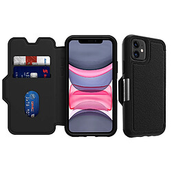 Étui iPhone 11 Cuir Vachette Porte cartes résistant Strada Via Otterbox Noir