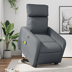 Maison Chic Fauteuil Relax pour salon, Fauteuil inclinable de massage électrique gris similicuir -GKD37100