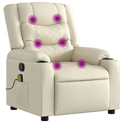 vidaXL Fauteuil inclinable de massage Crème Similicuir