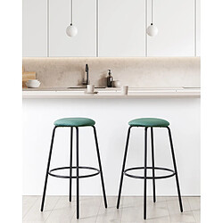 Beliani Tabouret de bar Set de 2 Velours Vert émeraude MORTON