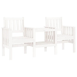 Maison Chic Banc de jardin 2 places | Banquette de jardin avec table | Chaise Relax blanc bois massif de pin -MN71508