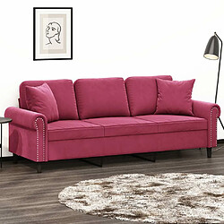 Maison Chic Canapé 3 places avec oreillers,Sofa de Salon,Canapé droit bordeaux 180 cm velours -GKD688018