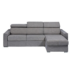 Avis Vente-Unique Canapé d'angle réversible convertible express en tissu gris - Couchage à lattes larges 140 cm - Matelas 18 cm - VIZIR