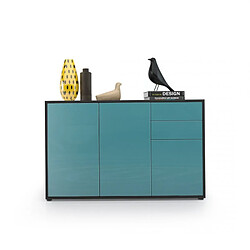 Mpc commode moderne intégralement laquée corps noir façade turquoise