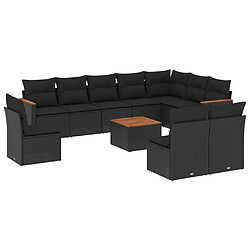 Maison Chic Salon de jardin 11 pcs avec coussins, Ensemble Tables et chaises d'extérieur noir résine tressée -GKD510184