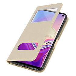 Avizar Etui Samsung Galaxy S10 Housse Folio Double Fenêtre Fonction Support doré