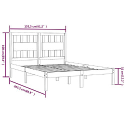 vidaXL Cadre de lit sans matelas blanc bois de pin massif pas cher