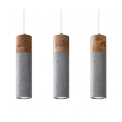 Luminaire Center Suspension Zane Bar Bois,béton Bois gris,naturel 3 ampoules 120cm