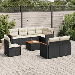 Maison Chic Ensemble Tables et chaises d'extérieur 9 pcs avec coussins,Salon de jardin noir résine tressée -GKD799626