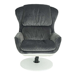 Acheter Mendler Fauteuil relax HWC-E52, fauteuil de télévision, siège rotatif, tabouret, velours/similicuir ~ gris foncé