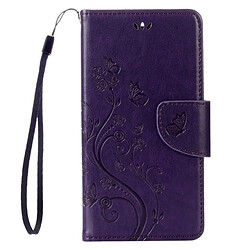 Wewoo Housse Étui Violet pour Asus Zenfone 3 Max & 8207 / ZC520TL Papillons Amour Fleurs Gaufrage Horizontal Flip en cuir avec titulaire et fentes cartes portefeuille lanière foncé