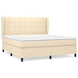 Maison Chic Lit adulte- Lit + matelas,Sommier à lattes de lit avec matelas Crème 160x200 cm Tissu -GKD52574