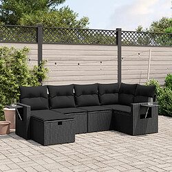 Maison Chic Ensemble Tables et chaises d'extérieur 6pcs avec coussins,Salon de jardin noir résine tressée -GKD307929