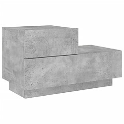 Maison Chic Table de chevet,Table de nuit,Table d'appoint pour salon avec lumières LED gris béton 70x36x40,5 cm -MN70715 pas cher