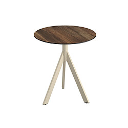 Materiel Chr Pro Infinity Tripod table de bistrot avec piètement sable + plateau Bistrotafel zand frame + Tropical Wood HPL Ø70 cm - Veba