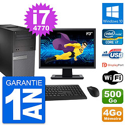 PC Tour Dell 3020 Ecran 19" Intel i7-4770 RAM 4Go Disque 500Go Windows 10 Wifi - Occasion