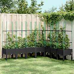 vidaXL Jardinière avec treillis noir 200x160x142,5 cm PP