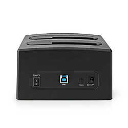 NEDIS Station d'accueil Double Disques dures SSD SATA Dual Dock Clonage - HDD 2,5"/3,5" SATA - USB 3.2