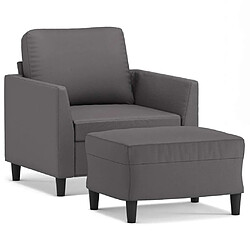 Maison Chic Fauteuil et repose-pieds,Fauteuil luxe pour relax Gris 60 cm Similicuir -MN52847