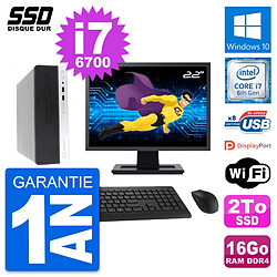 PC HP ProDesk 400 G4 SFF Ecran 22" Core i7-6700 RAM 16Go SSD 2To Windows 10 Wifi - Occasion