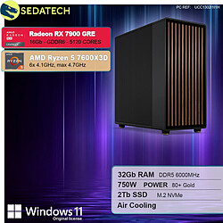 Sedatech Workstation Premium • AMD Ryzen 5 7600X3D • RX 7900 GRE • 32Go DDR5 • 2To SSD M.2 • Windows 11