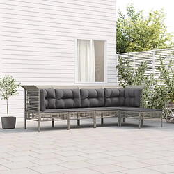 Maison Chic Salon de jardin 5 pcs + coussins - Mobilier/Meubles de jardin - Table et chaises d'extérieur Gris Résine tressée -MN95140