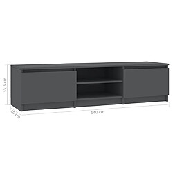 vidaXL Meuble TV Gris 140x40x35,5 cm Bois d'ingénierie pas cher