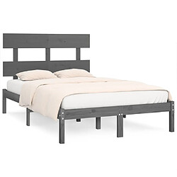 vidaXL Cadre de lit sans matelas gris 120x200 cm bois massif