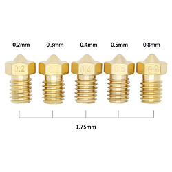 Buse d'extrudeuse en laiton de 10 morceaux pour le fil m6 d'imprimante de 1.75mm 3d pas cher