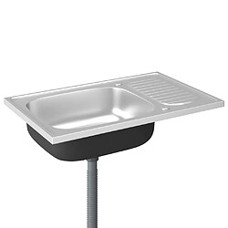 Acheter vidaXL Jeu d'évier de cuisine et égouttoir argenté 800x500x155 mm inox