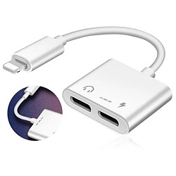 Tech Discount Adaptateur Lightning TD® 2-en-1 Lightning vers 3,5 mm, charge et écoute, adaptateur pour casque d'écoute