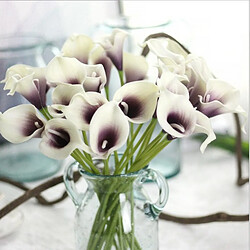 9xpu Fleur Artificielle Calla Mariage Lys Bouquet Décor Floral Blanc Violet