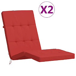 vidaXL Coussins de chaise longue lot de 2 rouge tissu oxford