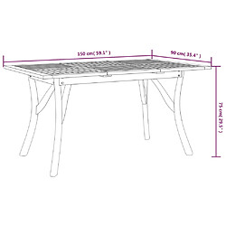 vidaXL Table de jardin 150x90x75 cm Bois d'acacia solide pas cher