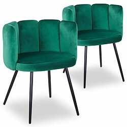 Paris Prix Lot de 2 Chaises Design Velours Agal 75cm Vert