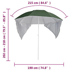 vidaXL Parasol de plage avec parois latérales vert 215 cm pas cher