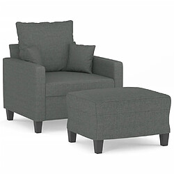 vidaXL Fauteuil avec repose-pied Gris foncé 60 cm Tissu