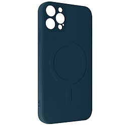 Avizar Coque Magsafe iPhone 12 Pro Max Silicone Soft-touch Mag Cover bleu nuit