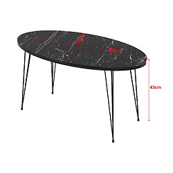 Helloshop26 Table basse ovale 43 x 90 x 50 cm marbre noir 03_0008510